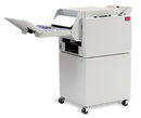 Morgana BM 60 Bookletmaker shown with Motorized Conveyor and stand